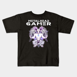 Metalhead Gamer Baphomet Meditate White Kids T-Shirt